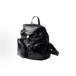 PRADA Enamel metal triangular logo drawstring flip-top backpack for men, black